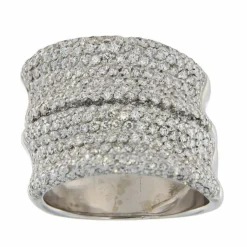Bague double anneau en or blanc pavé de diamants