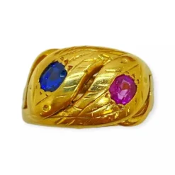 Bague double anneau or jaune empierrée