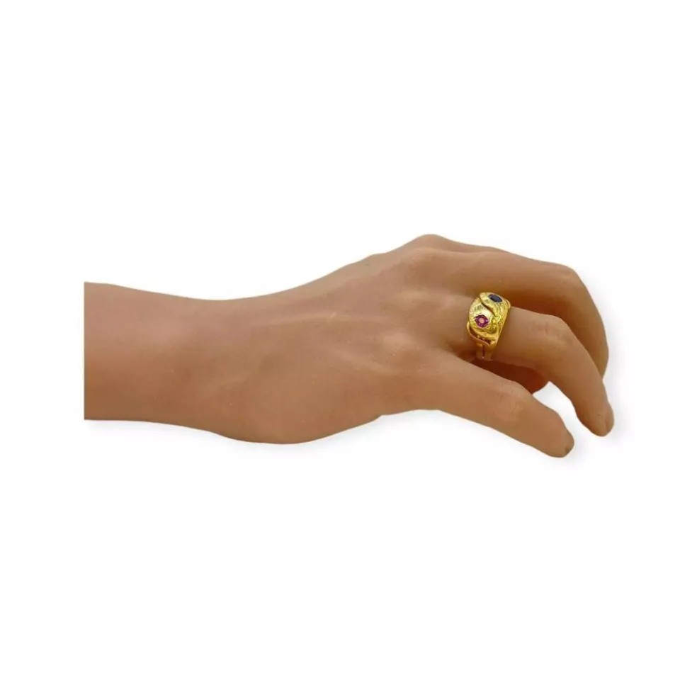 Bague double anneau or jaune empierrée
