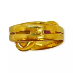 Bague double anneau or jaune empierrée