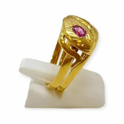 Bague double anneau or jaune empierrée