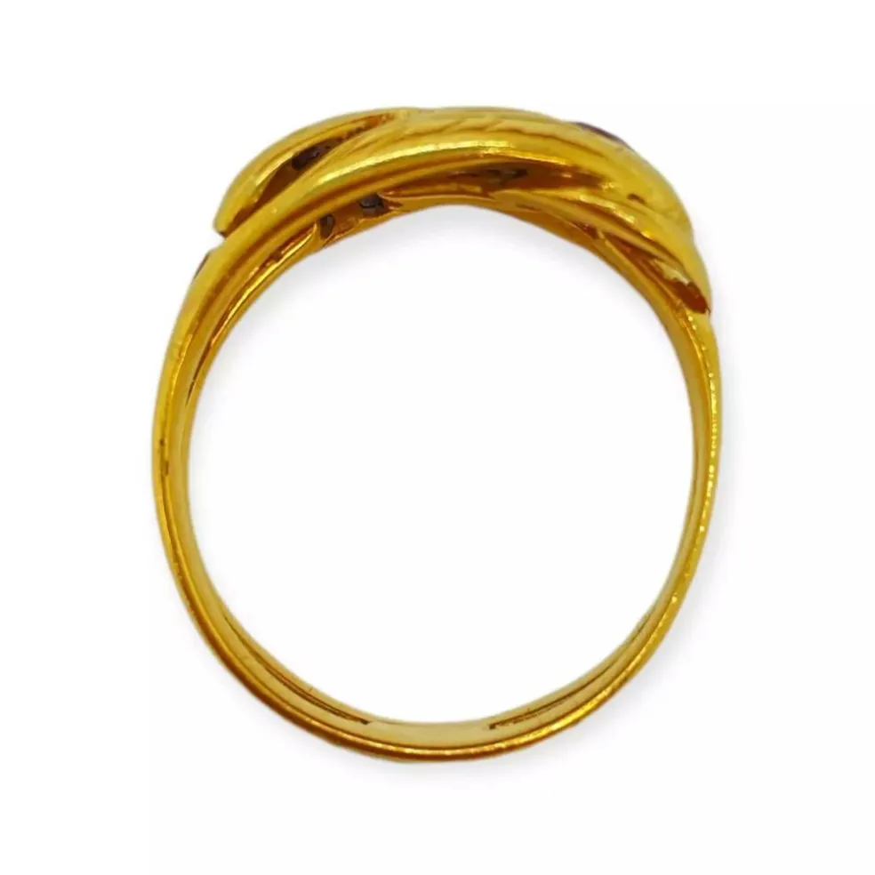 Bague double anneau or jaune empierrée