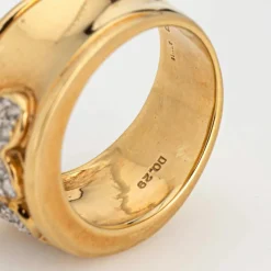 Bague Double Coeur Diamant Vintage Or Jaune