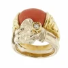 Bague double corail et diamant