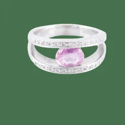 Bague double corps Saphir rose
