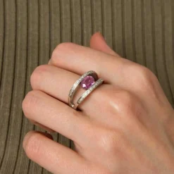 Bague double corps Saphir rose