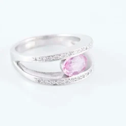 Bague double corps Saphir rose