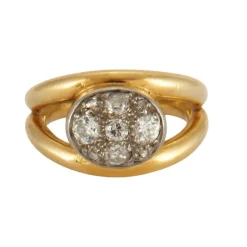 Bague double en or jaune et diamants