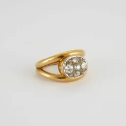 Bague double en or jaune et diamants