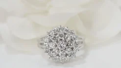 Bague double entourage en or blanc et diamants