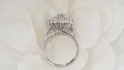 Bague double entourage en or blanc et diamants