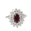 Bague double entourage Rubis Diamants