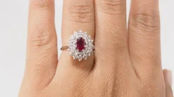 Bague double entourage Rubis Diamants