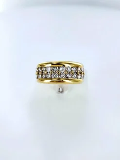 Bague double rangée de diamants en or jaune