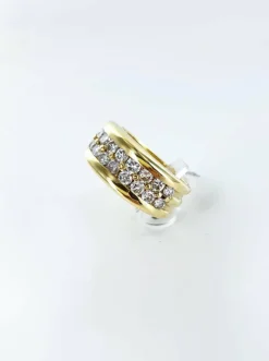 Bague double rangée de diamants en or jaune
