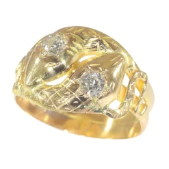 Bague double serpent diamants