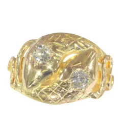 Bague double serpent diamants