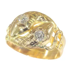 Bague double serpent diamants