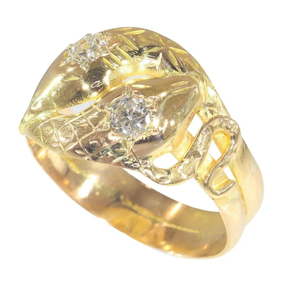 Bague double serpent diamants