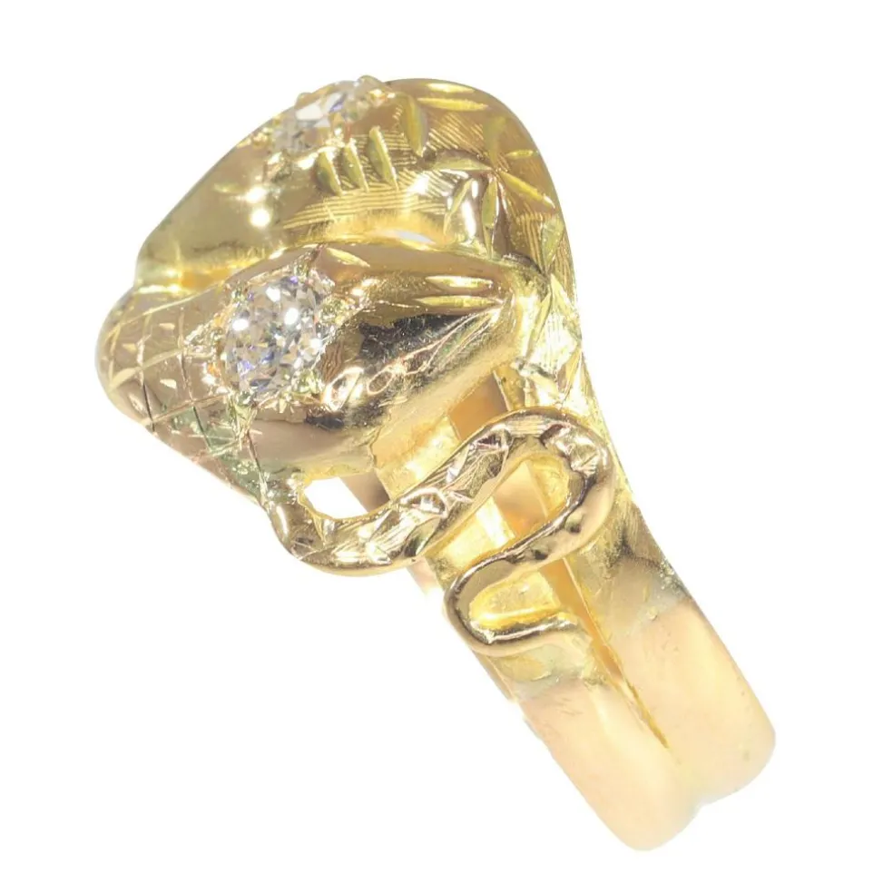 Bague double serpent diamants