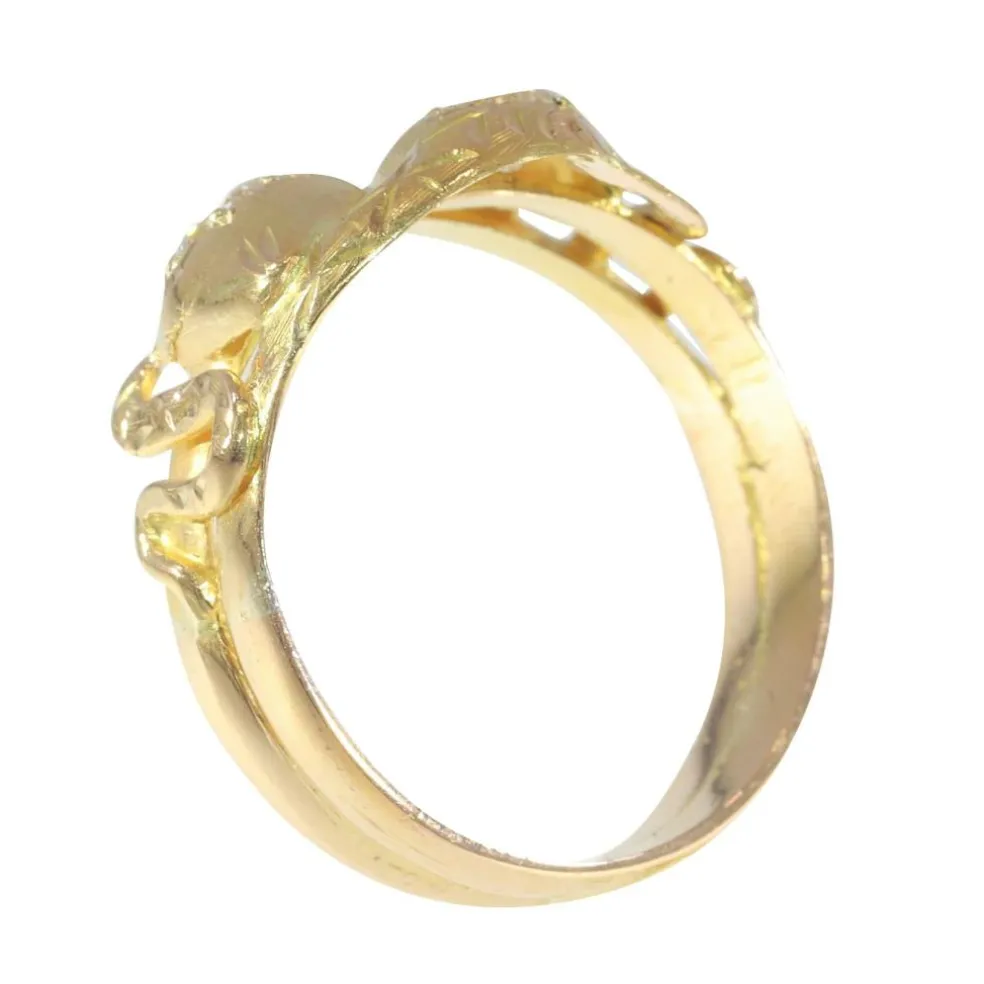 Bague double serpent diamants