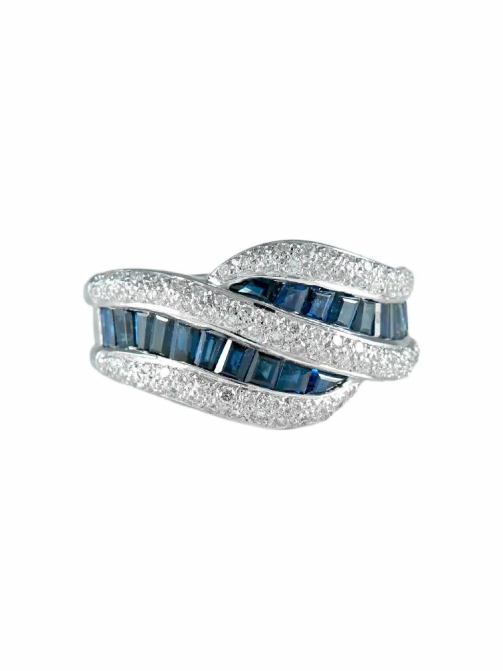 Bague Double vague Saphirs Diamants