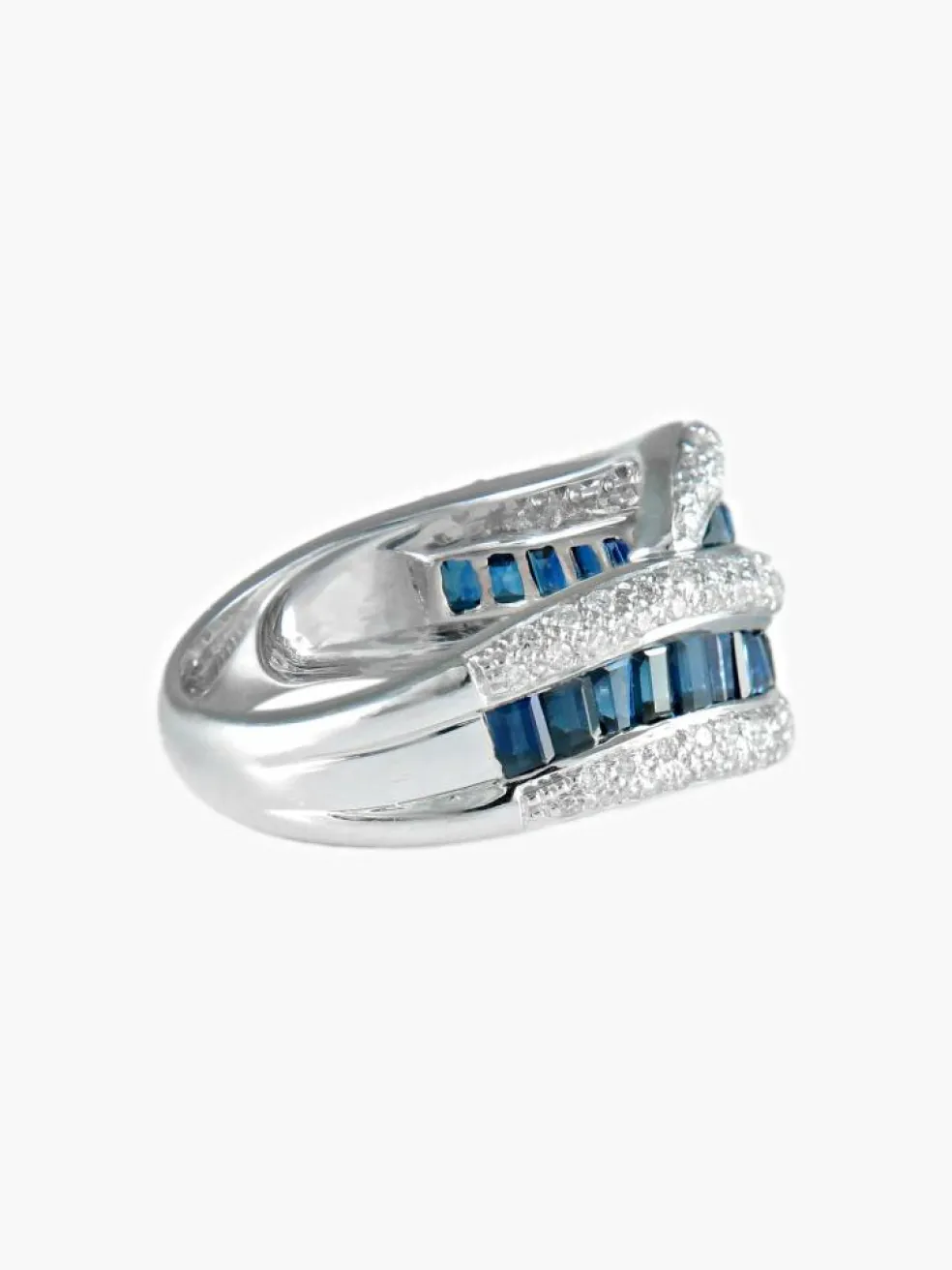 Bague Double vague Saphirs Diamants