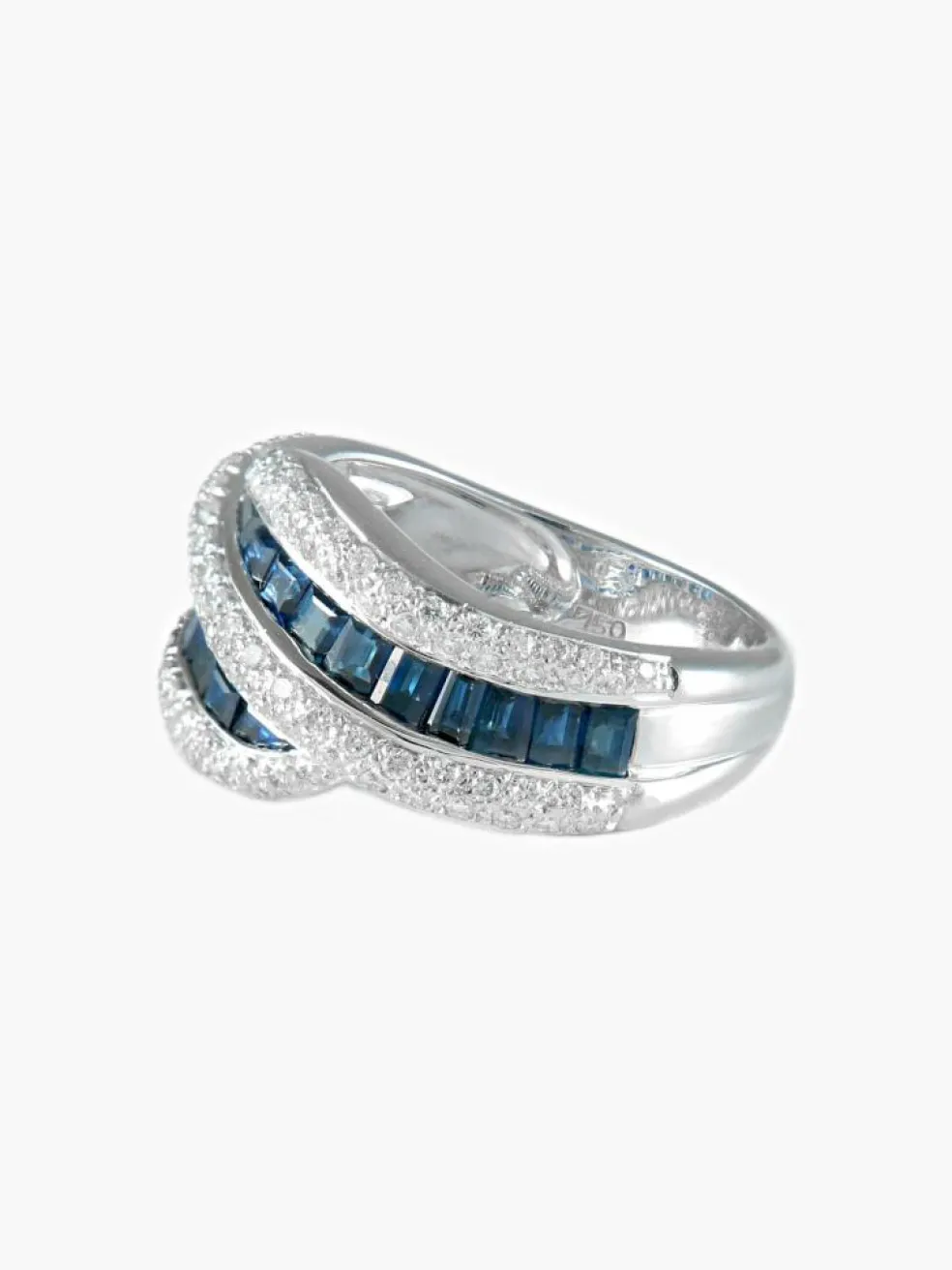 Bague Double vague Saphirs Diamants