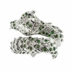 Bague dragon avec émeraudes et diamants