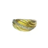 Bague drapé en or jaune, gris et diamants