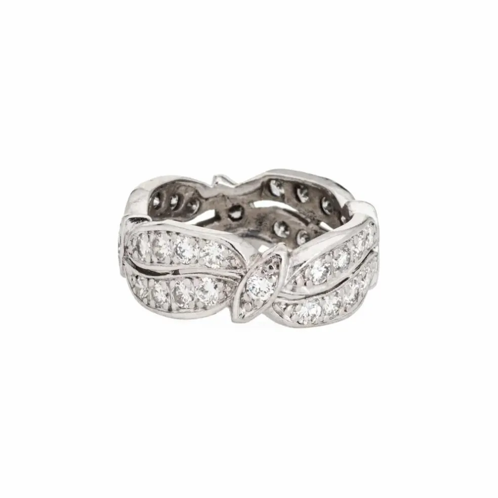 Bague d'éternité en diamant vintage, bande de platine