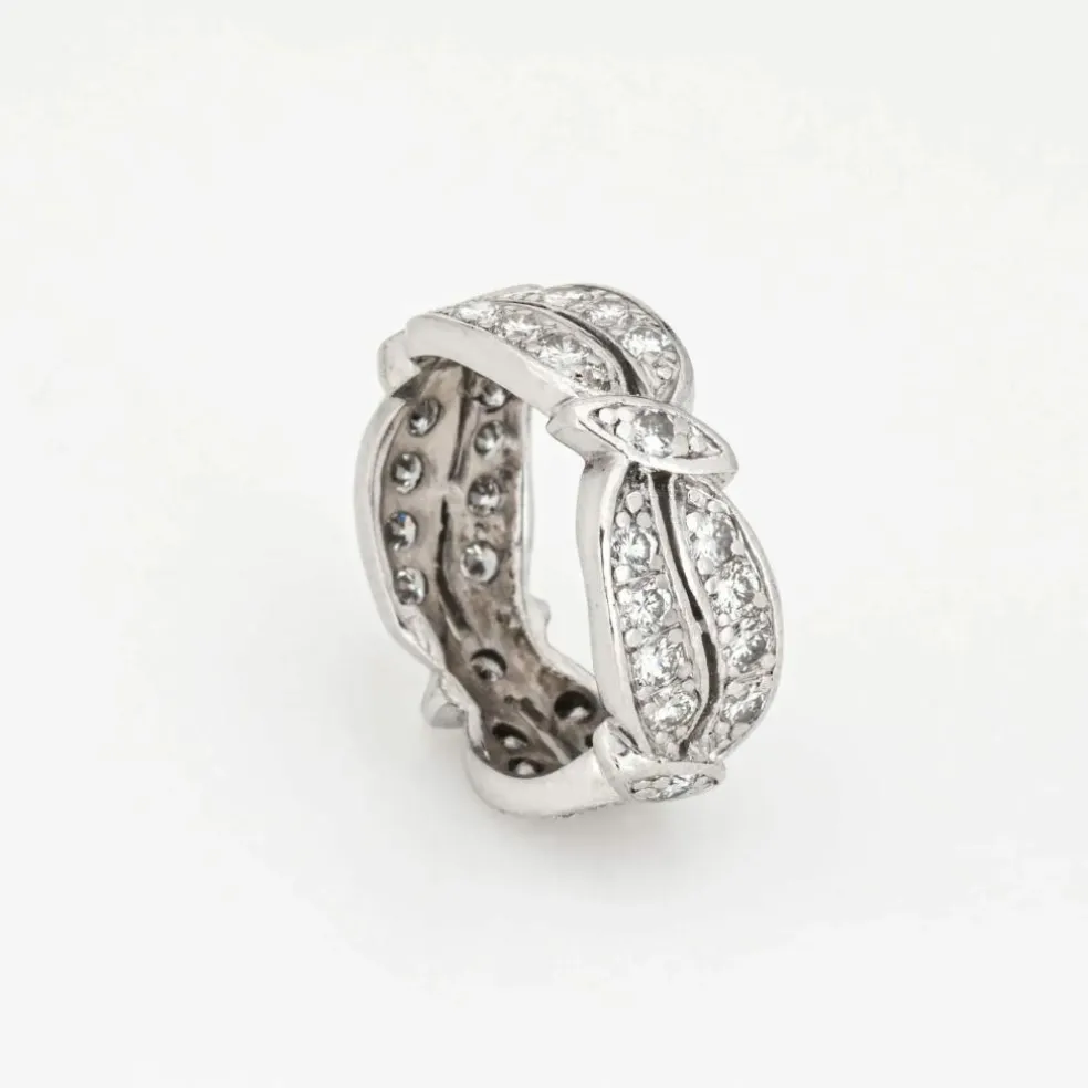 Bague d'éternité en diamant vintage, bande de platine