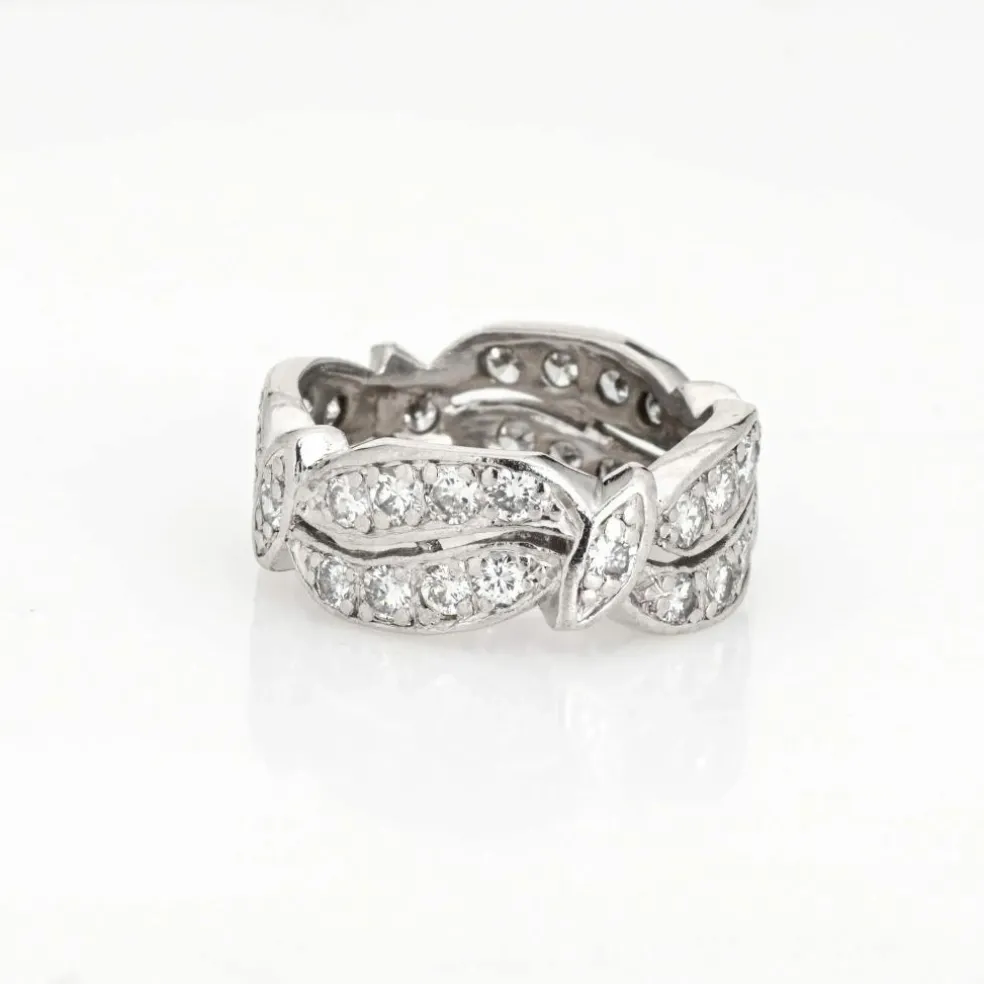 Bague d'éternité en diamant vintage, bande de platine