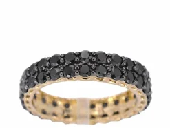Bague d'éternité en or jaune avec diamants noirs