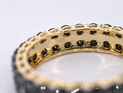 Bague d'éternité en or jaune avec diamants noirs