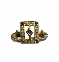 Bague du début des années 1900 avec rubellites et micro perles