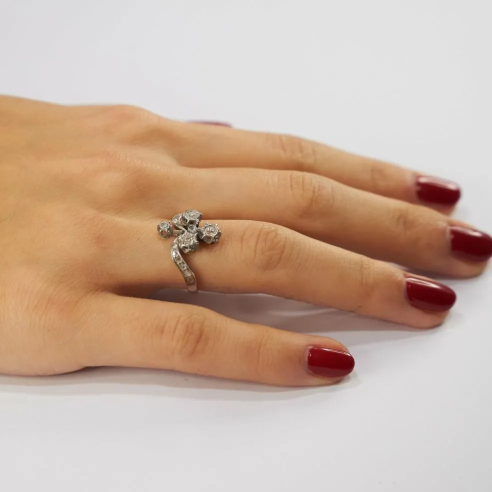 Bague Duchesse Ancienne Or Gris Platine Diamants