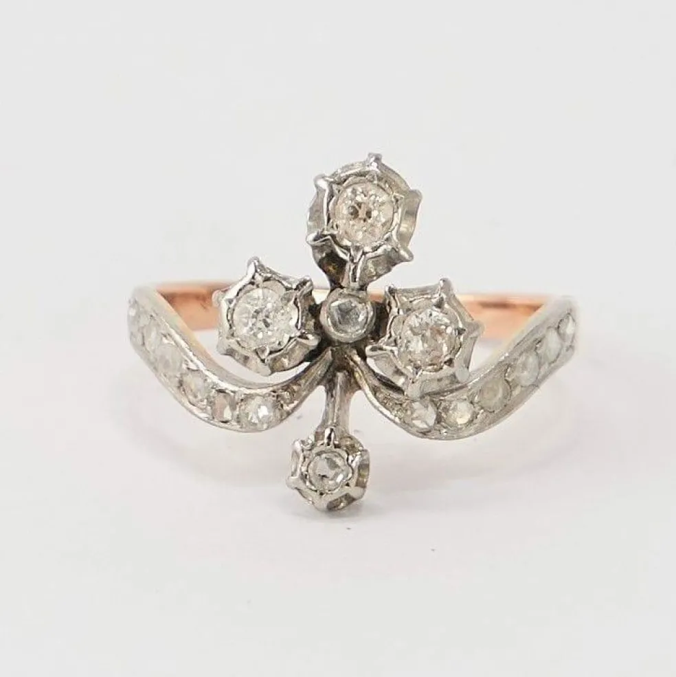 Bague Duchesse Ancienne Or Gris Platine Diamants