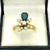 Bague duchesse vintage en or jaune 18K sertie de saphir et diamant