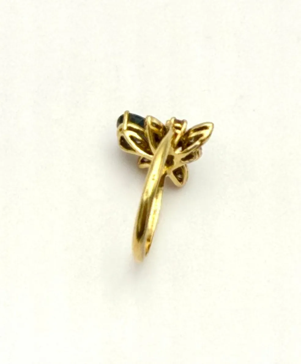 Bague duchesse vintage en or jaune 18K sertie de saphir et diamant