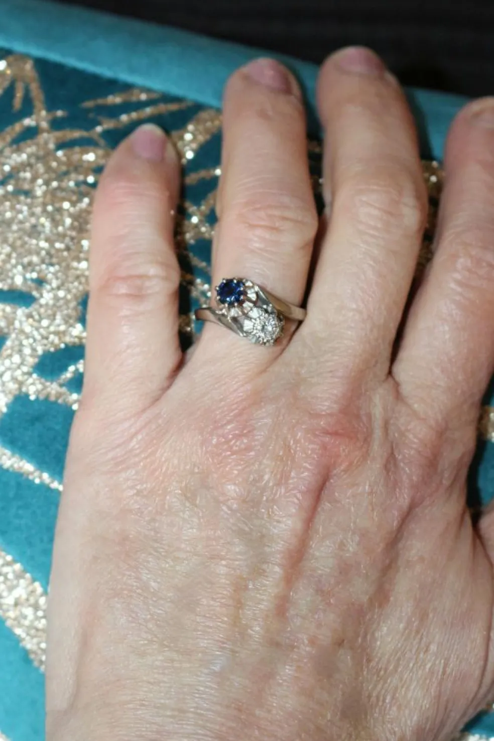 Bague Duo Toi Et Moi Or Gris Saphir Diamant