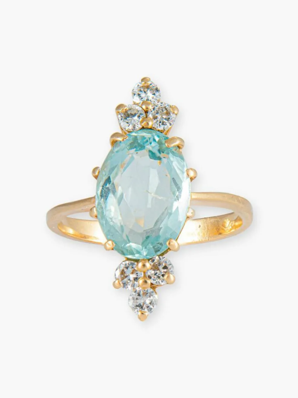 Bague Elisa en or jaune 18kt et aigue-marine et diamants