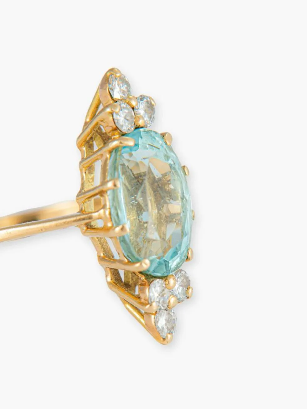 Bague Elisa en or jaune 18kt et aigue-marine et diamants