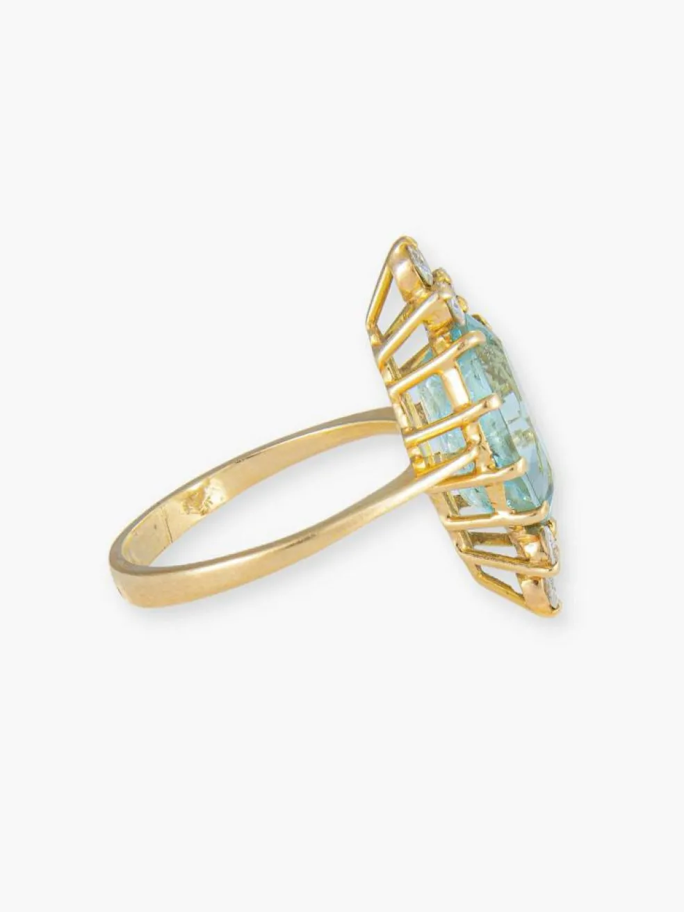 Bague Elisa en or jaune 18kt et aigue-marine et diamants