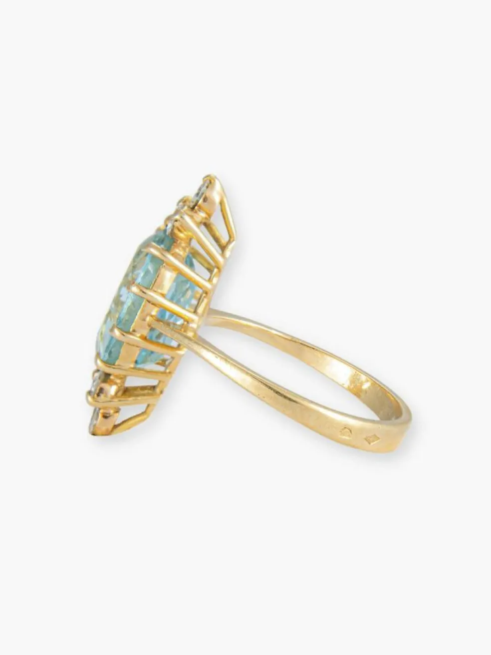 Bague Elisa en or jaune 18kt et aigue-marine et diamants