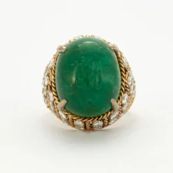 Bague Emeraude cabochon diamants