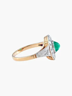 Bague Emeraude cabochon Diamants