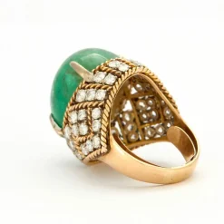 Bague Emeraude cabochon diamants