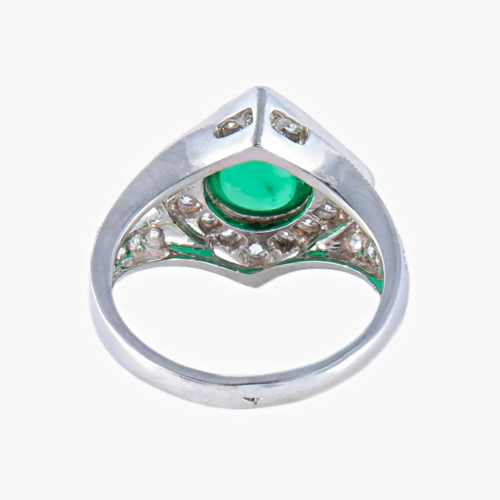 Bague Emeraude cabochon Diamants