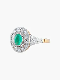 Bague Emeraude cabochon Diamants